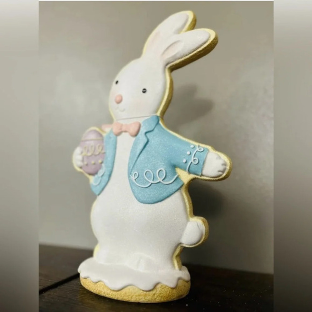 Whimsical Easter Bunny Figurine Pastel Spring Tabletop Decor NWT